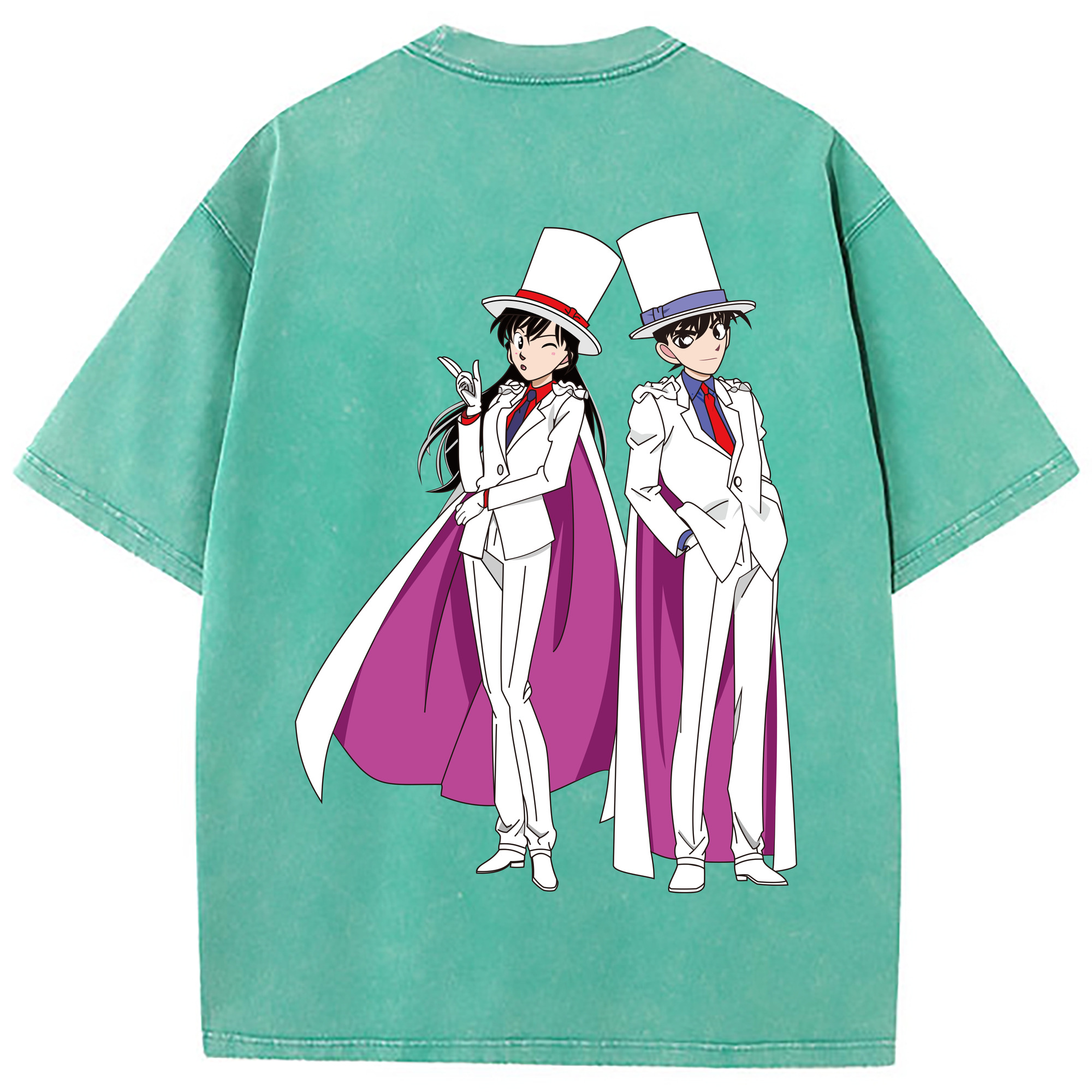 （画像用） 名探偵コナン くろば かいと Detective Conan Kuroba Kaito 綿100% ヴィンテージ風 半袖Tシャツ（背面プリント）